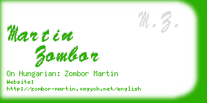 martin zombor business card